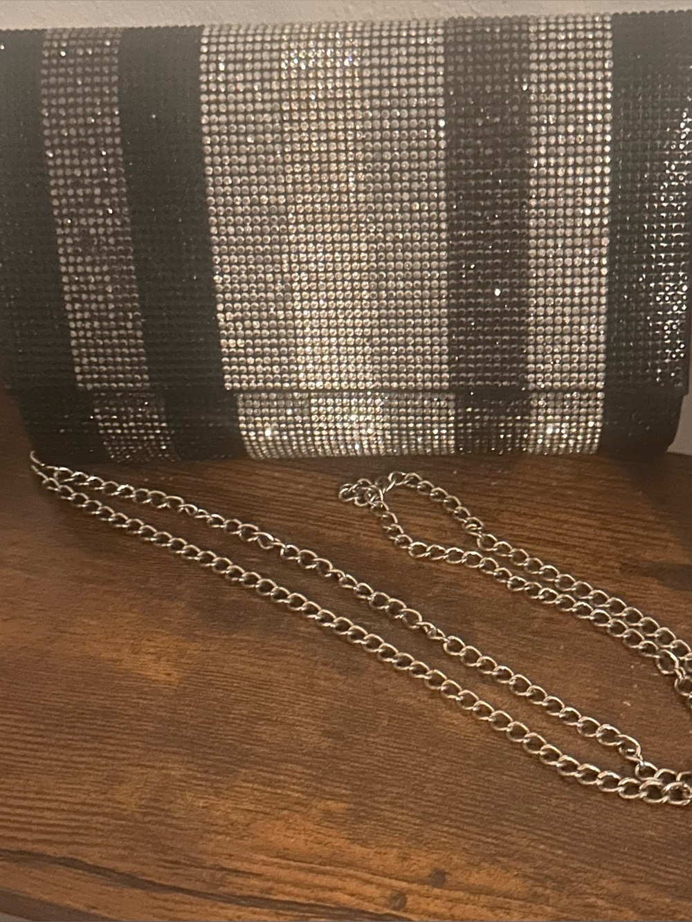 Black & Silver Rhinestone Clutch Crossbody Evening Bag